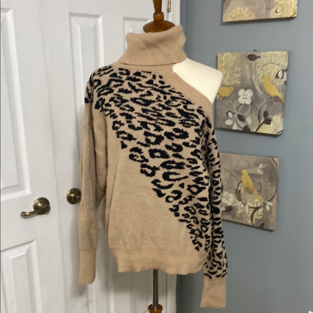 SHEIN Leopard Print Turtleneck Sweater 2XL